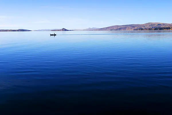 In the photo: the city of Puno in Peru and Lake Titicaca