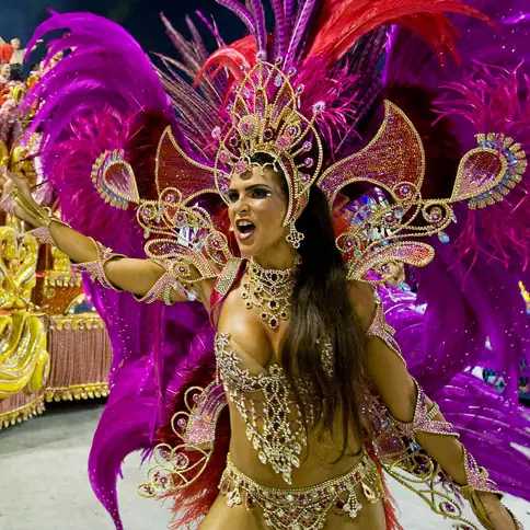Dancers in costumes at Rio Carnival
