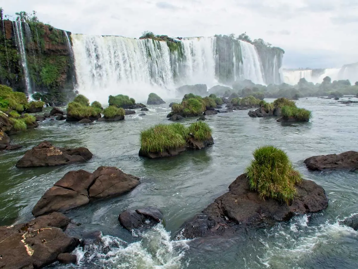 Panorama of Iguazu jungle and cascades on the Brazil-Argentina border