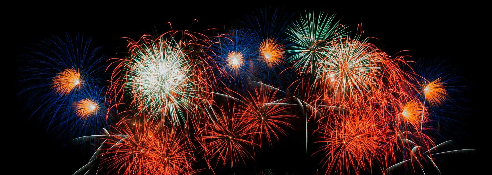 New Year in Rio at Copacabana, fireworks and crowds by the ocean in Brazil