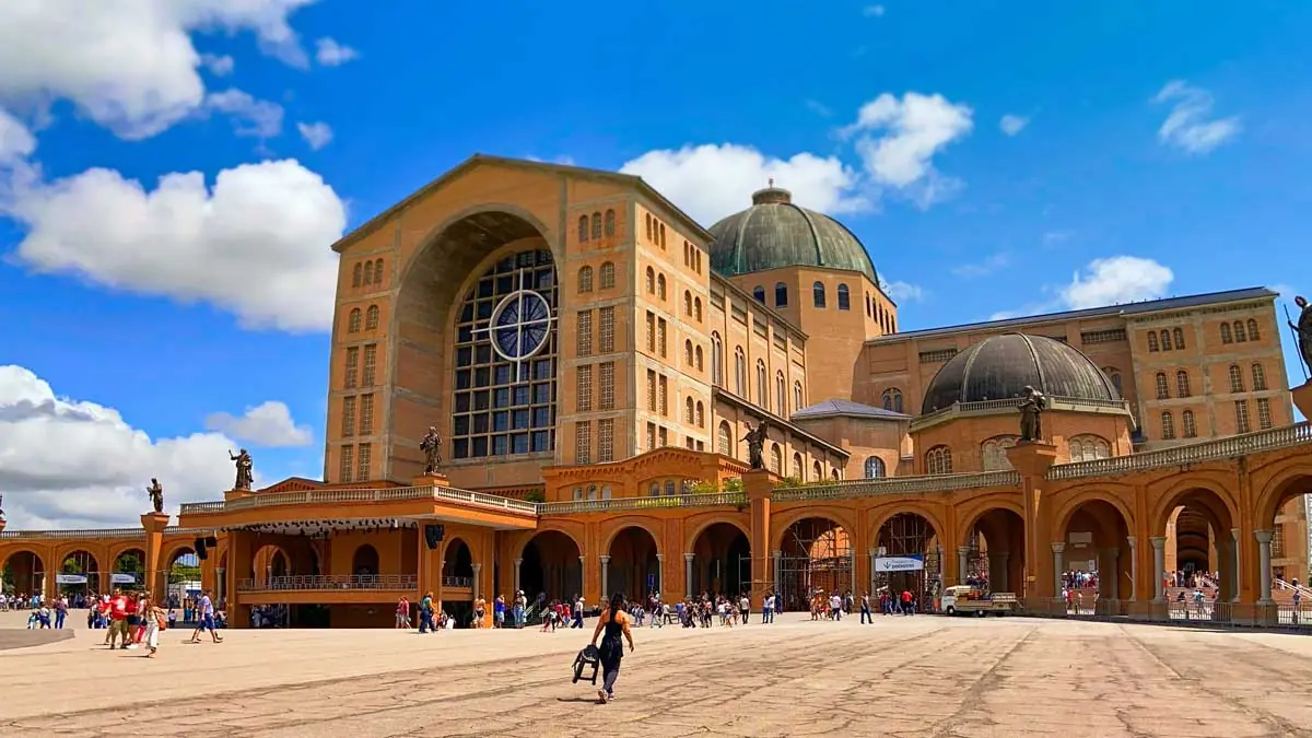 Aparecida Basilica, Brazil, red brick walls and dome