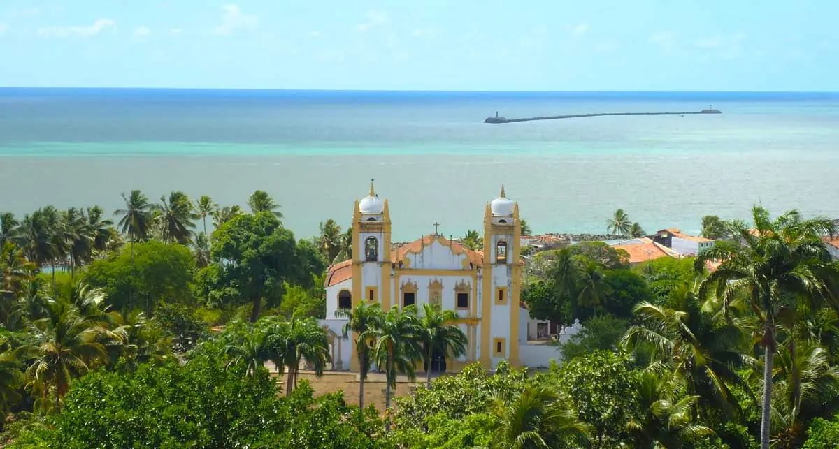 Aerial view of Carmo Church in Olinda, Pernambuco, Brazil – historic religious architecture, colonial landmark