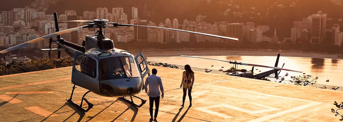 Exclusive helicopter flight over Rio de Janeiro, panorama of Copacabana and Ipanema