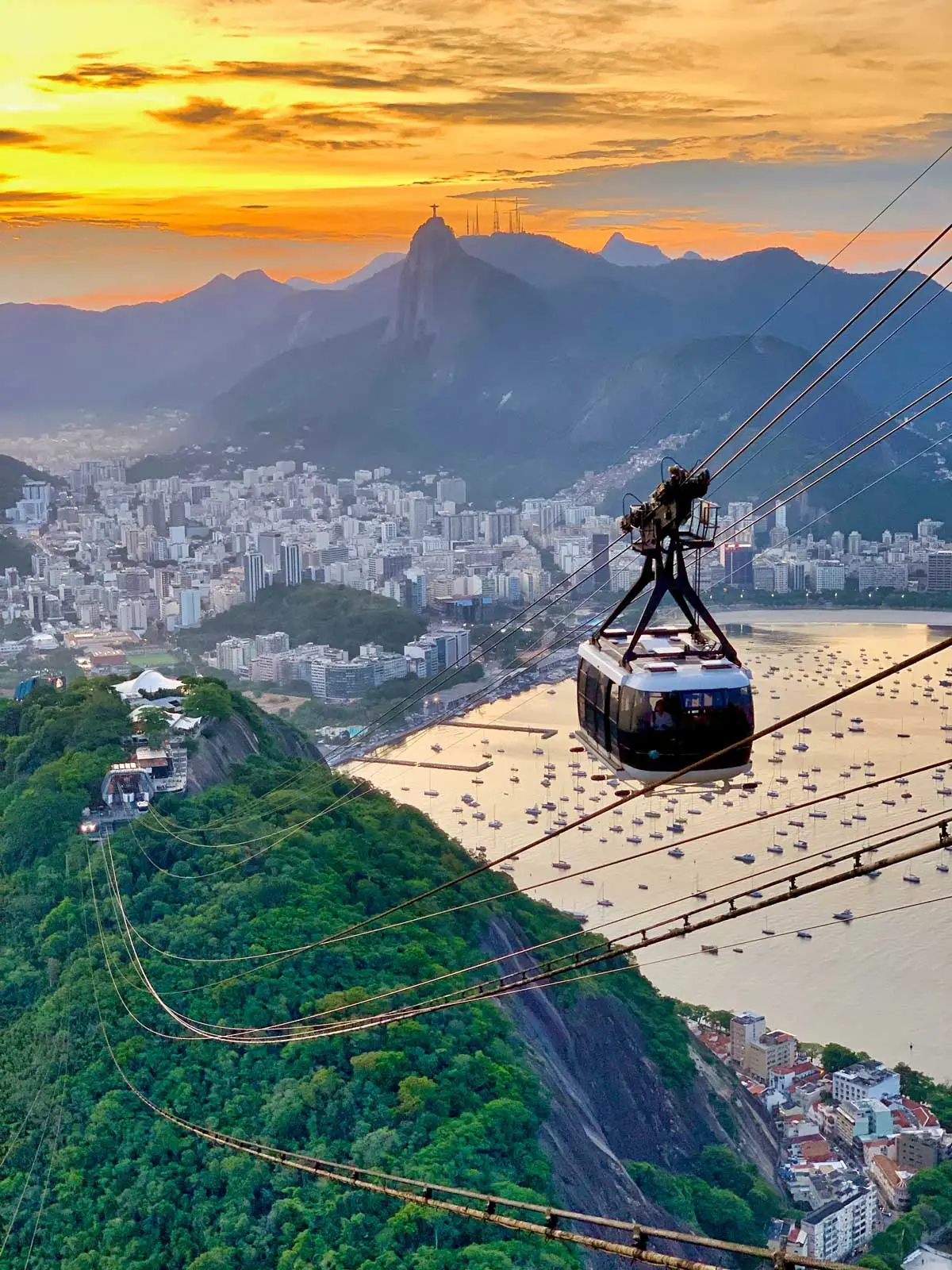 Cable car trip to Sugarloaf Mountain in Rio, views of Copacabana and Christ the Redeemer statue
