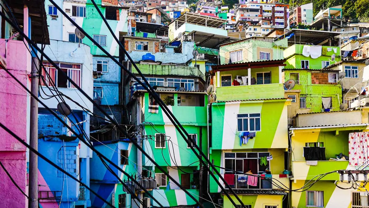 Colorful favela houses in Rio, Brazil