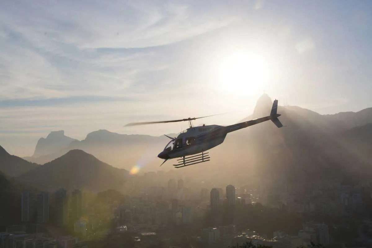 Helicopter tour in Rio de Janeiro, panoramic views of Christ statue and Copacabana
