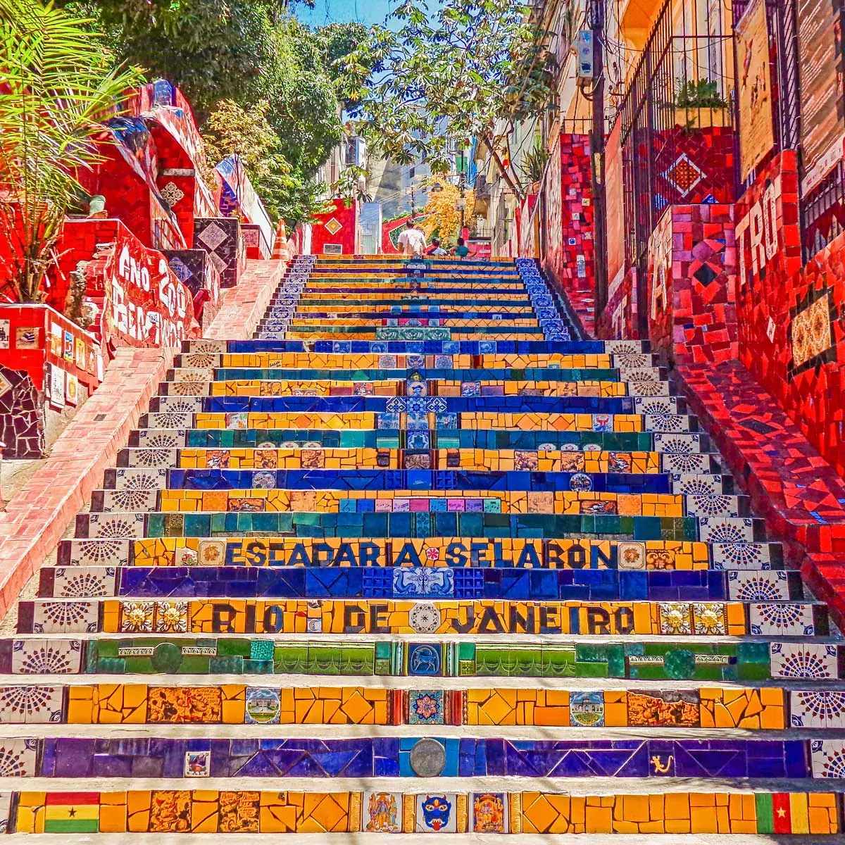Selarón Steps in Rio de Janeiro, Brazil, colorful tile staircase, landmark and tourist attraction
