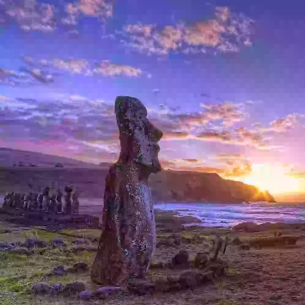 on photo: Moai on Easter Island in Chile 