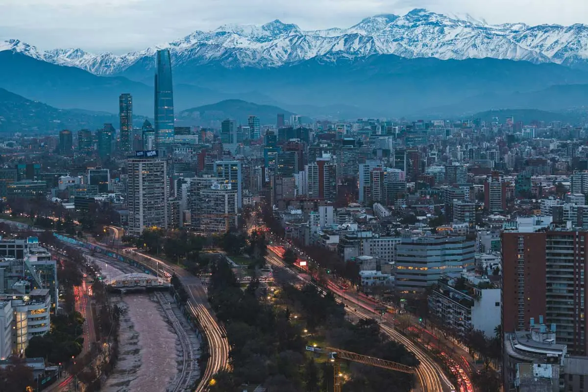 View of Santiago and the Andes from above