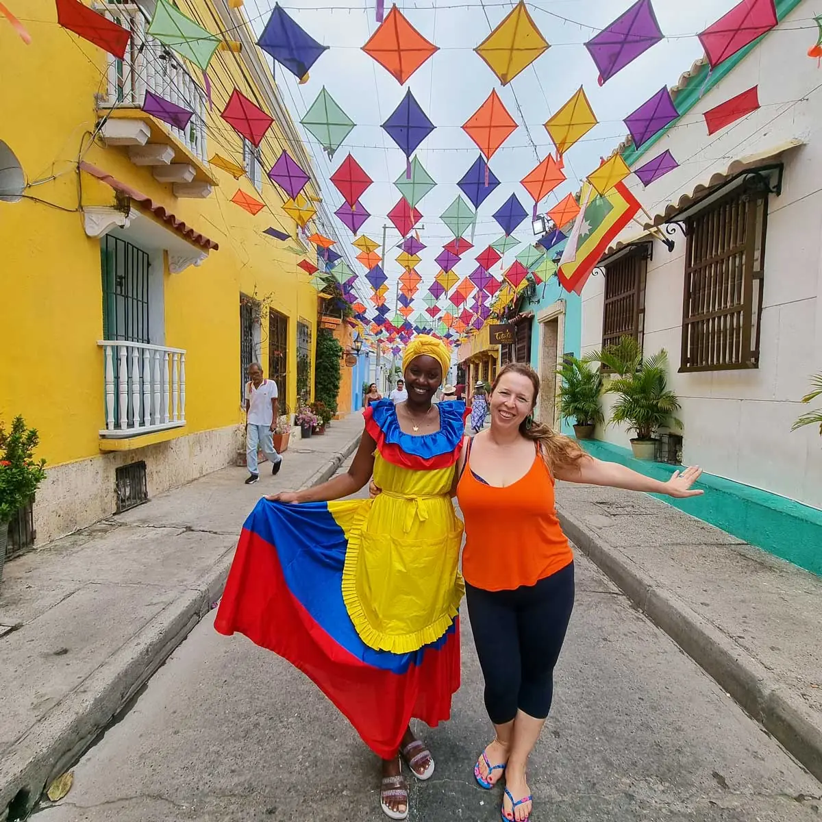 Narrow streets of old Cartagena, Colombia