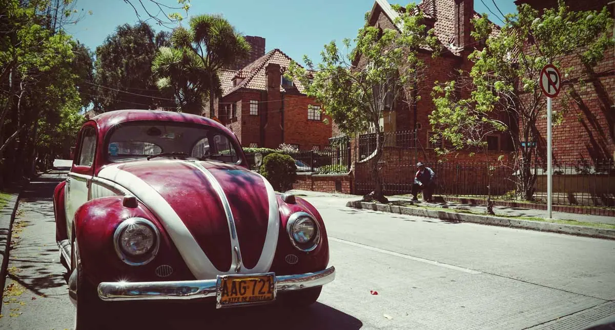 Retro automobiles in Colombia, vintage cars on city streets