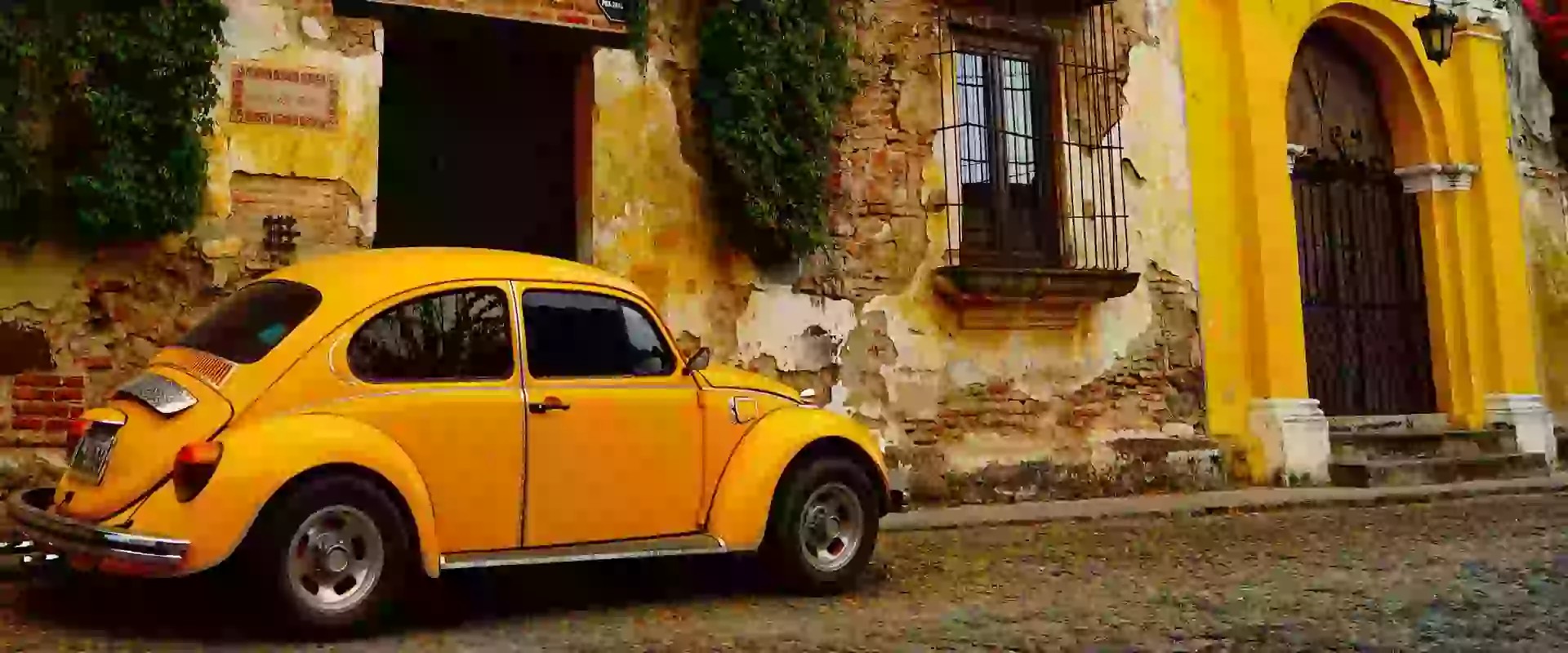 In the photo: on the streets of Antigua Guatemala city in Guatemala