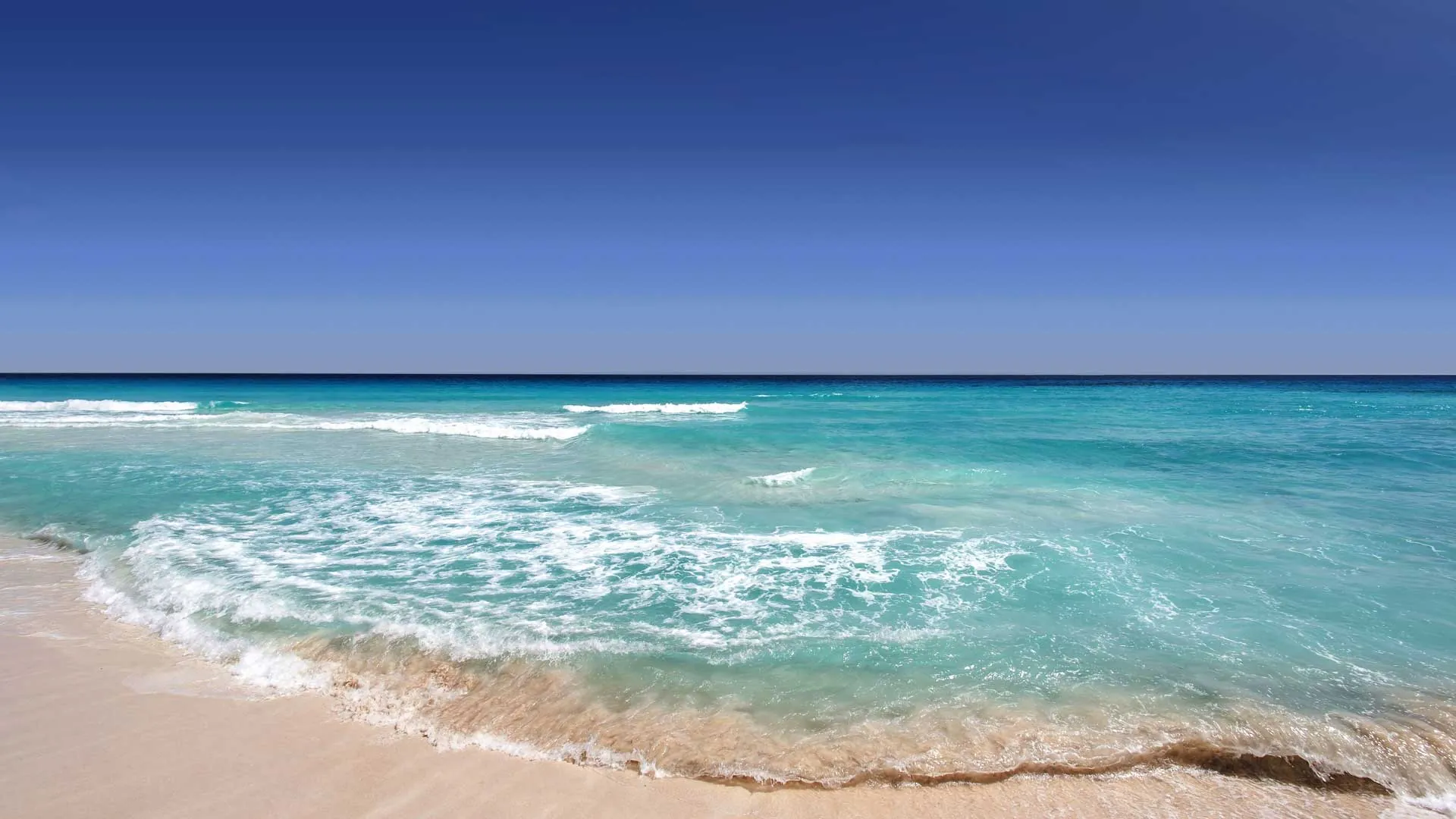 Cancun, Mexico, sandy beaches and clear Caribbean Sea