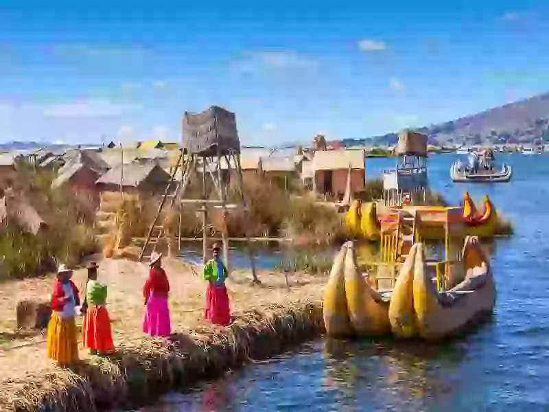 In the photo: the city of Puno in Peru and Lake Titicaca