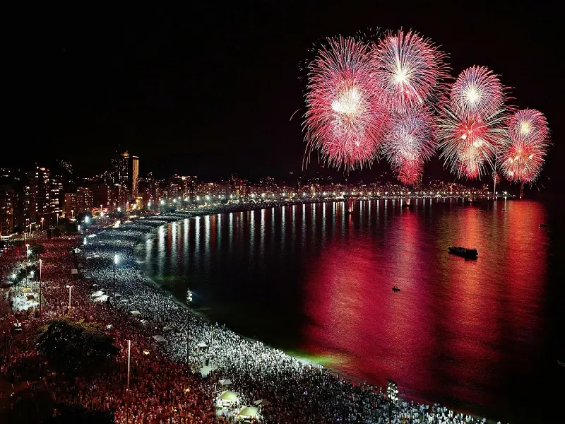 Crowd in white clothes on Copacabana Beach, Rio de Janeiro – Brazilian New Year tradition