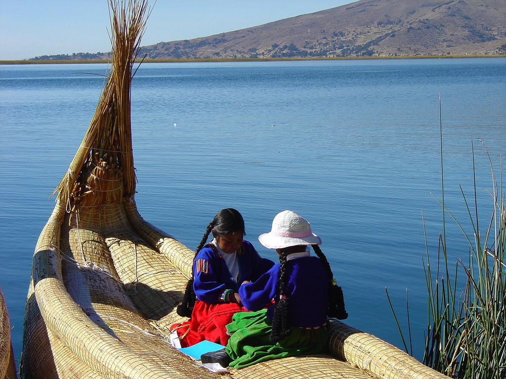 In the photo: the city of Puno in Peru and Lake Titicaca