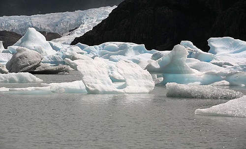 In  photo: glaciers  in Patagonia