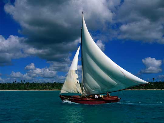 In the photo: sailboat and cruises in the Dominican Republic