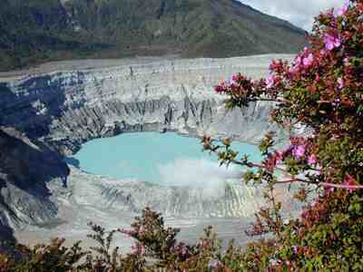 In the photo: the crater lake of the Poas volcano in Costa Rica