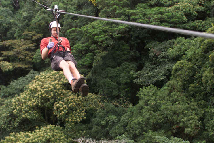 In the photo: zip line, canopi tour in the Monteverde cloud forests in Costa Rica