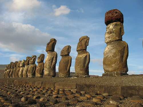 on photo: Moai on Easter Island in Chile 