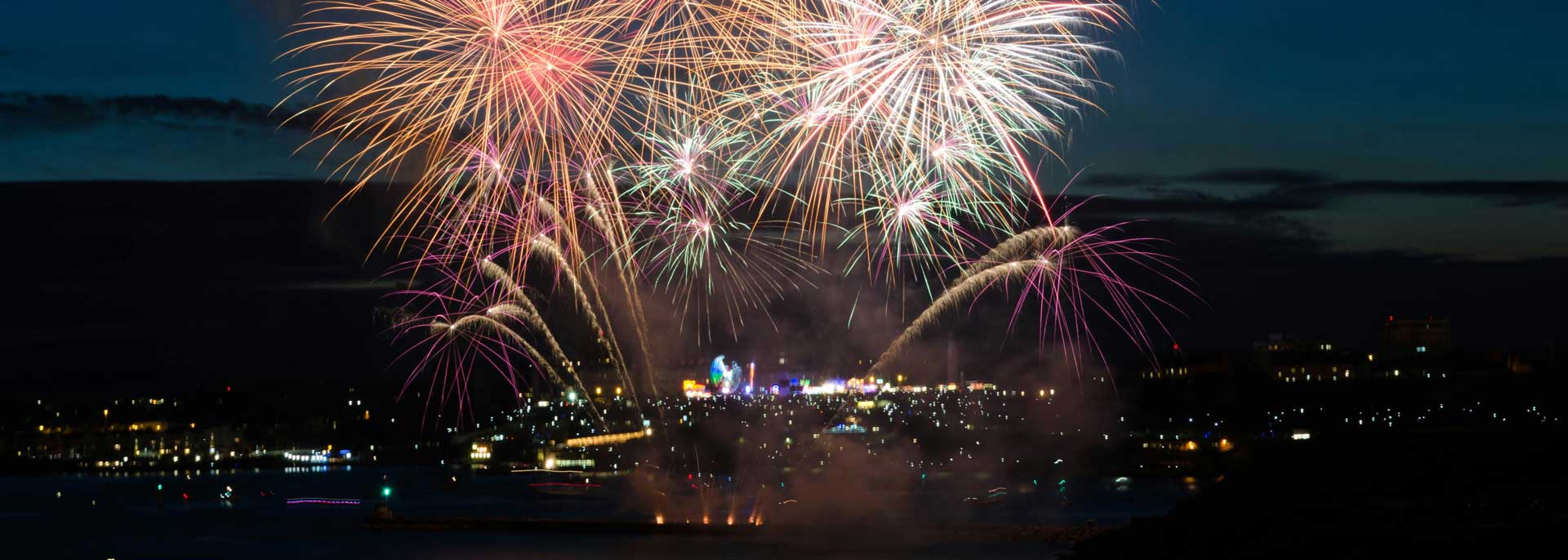 Fireworks from 19 barges at Copacabana, Rio's New Year's Eve show