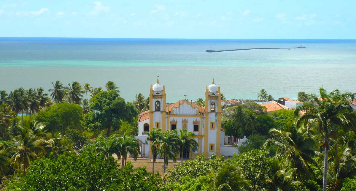 Aerial view of Carmo Church in Olinda, Pernambuco, Brazil – historic religious architecture, colonial landmark