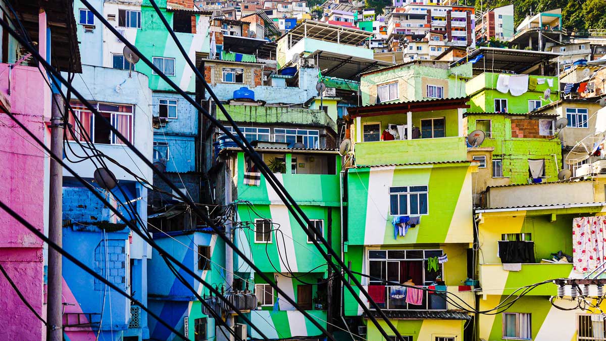 Colorful favela houses in Rio, Brazil