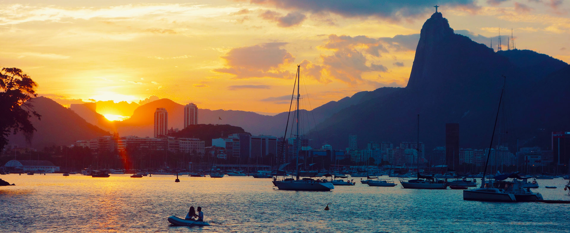 Yachts in the bay, Rio de Janeiro evening