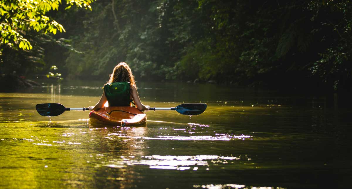 Kayaking on river in Corcovado, Costa Rica
