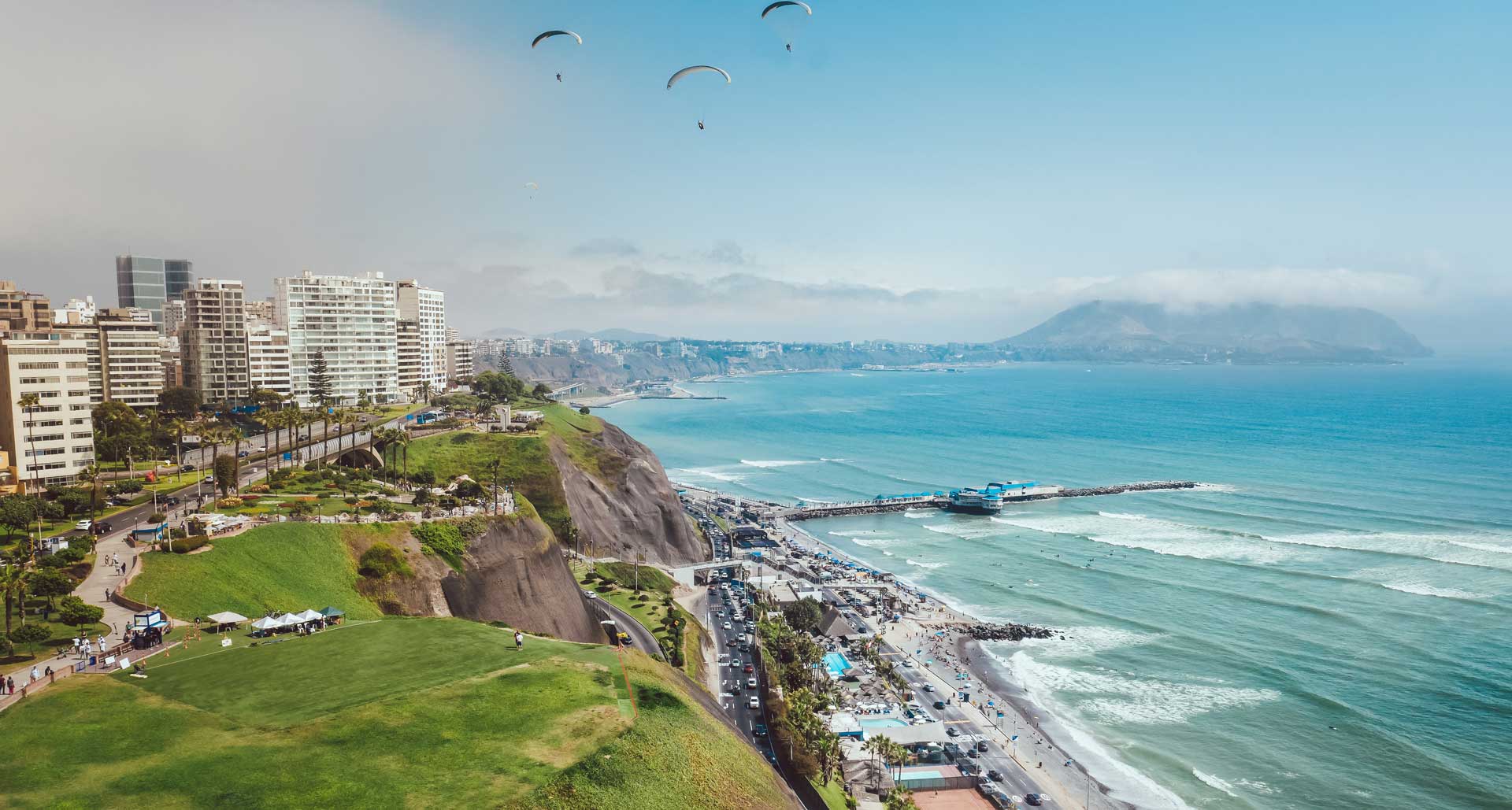 Panoramic view of Lima and the Pacific Ocean, Peru, VIP tour to South America