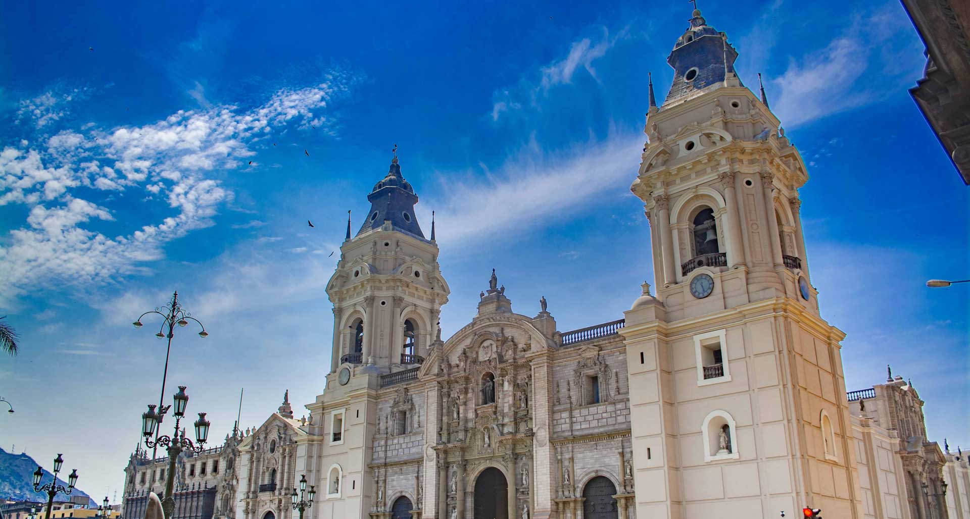 Historic colonial buildings in downtown Lima Peru