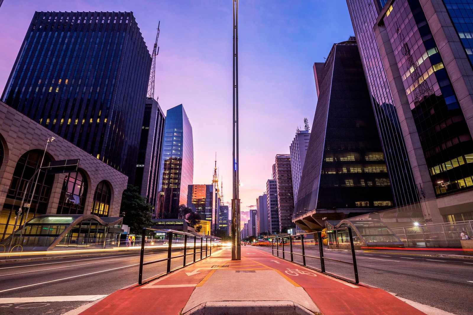 Avenida Paulista in São Paulo at dusk.